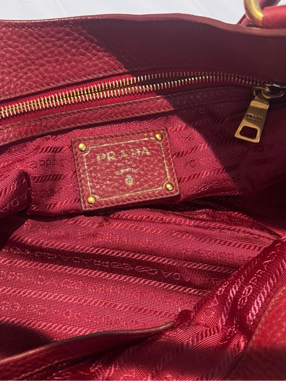 Prada Vitello Daino Hobo Bag BR4627 Rubino Red Gold Hardware - Authentic - Picture 11 of 11